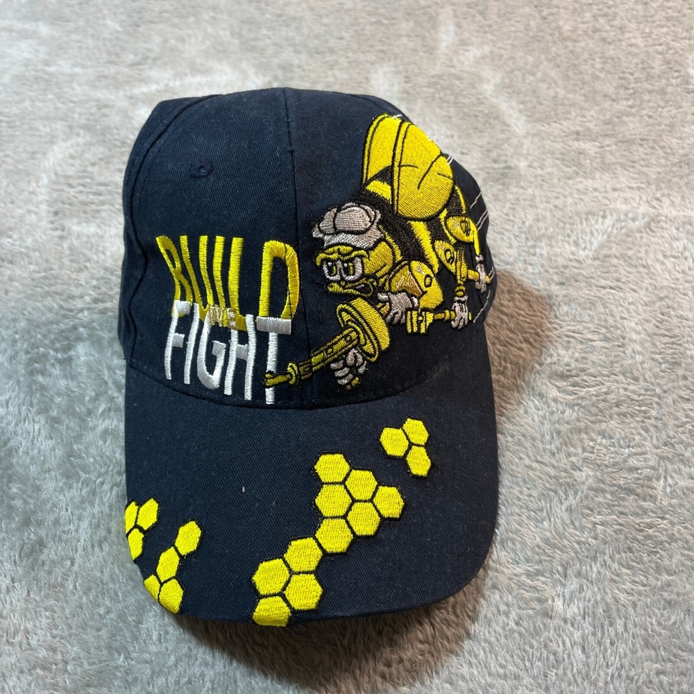 Eagle Crest Navy Seabees Hat Baseball Cap‎ Build Fight Yellow Graphic One Size
